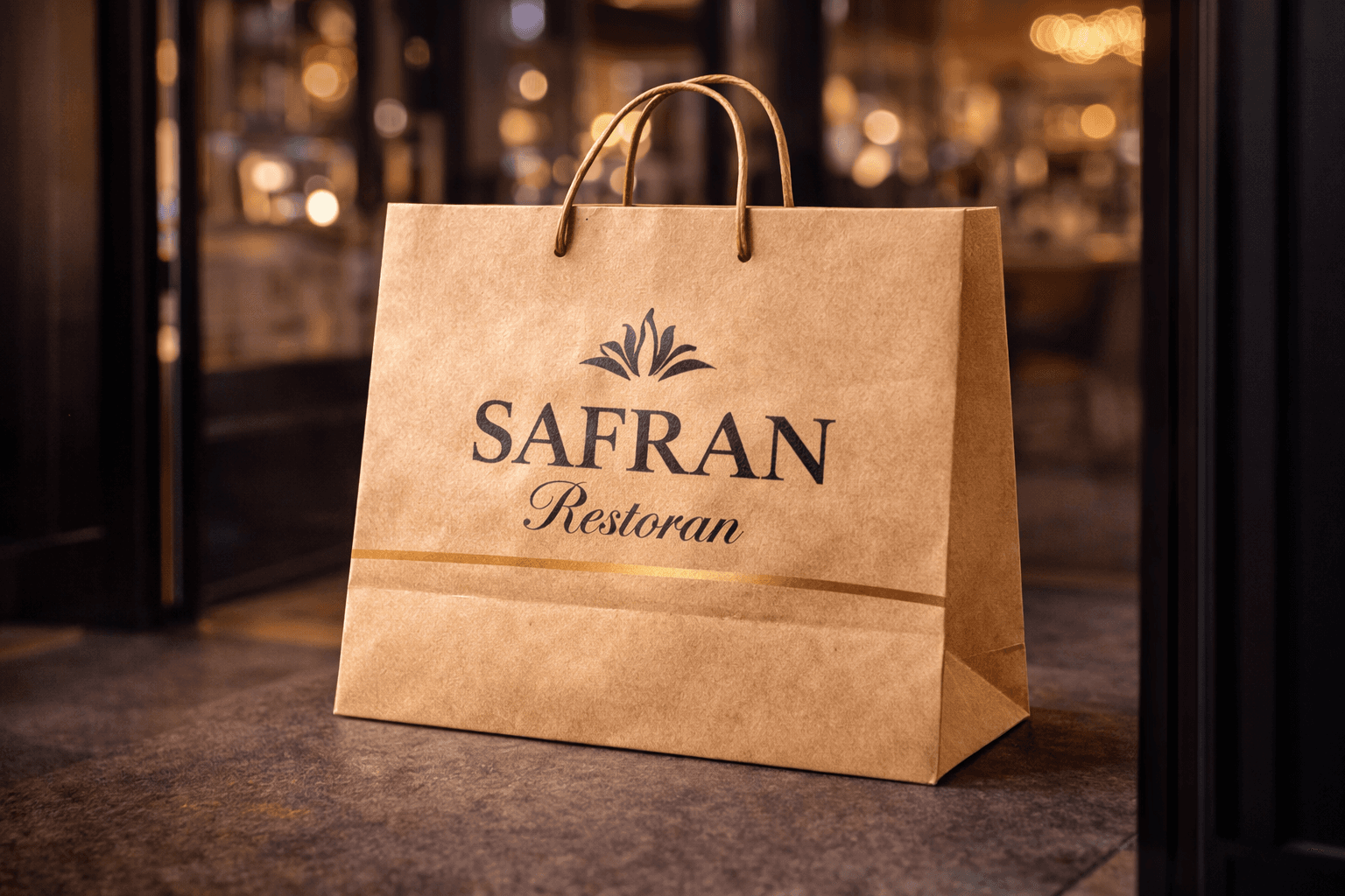 Safran marka baskılı kraft çanta