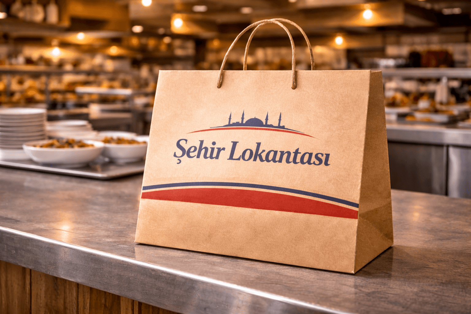 Şehir marka baskılı kraft çanta