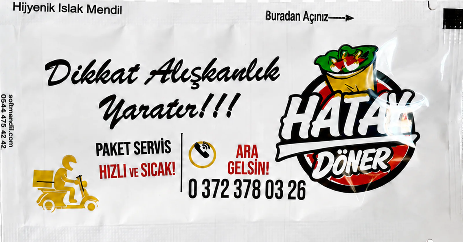 Hatay Döner logo baskılı ıslak mendil referansı