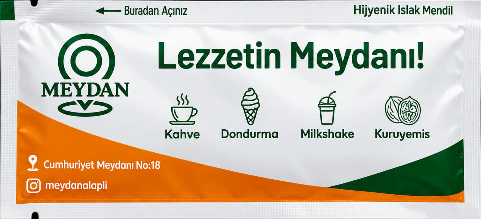 Lezzetin Meydanı logo baskılı ıslak mendil referansı