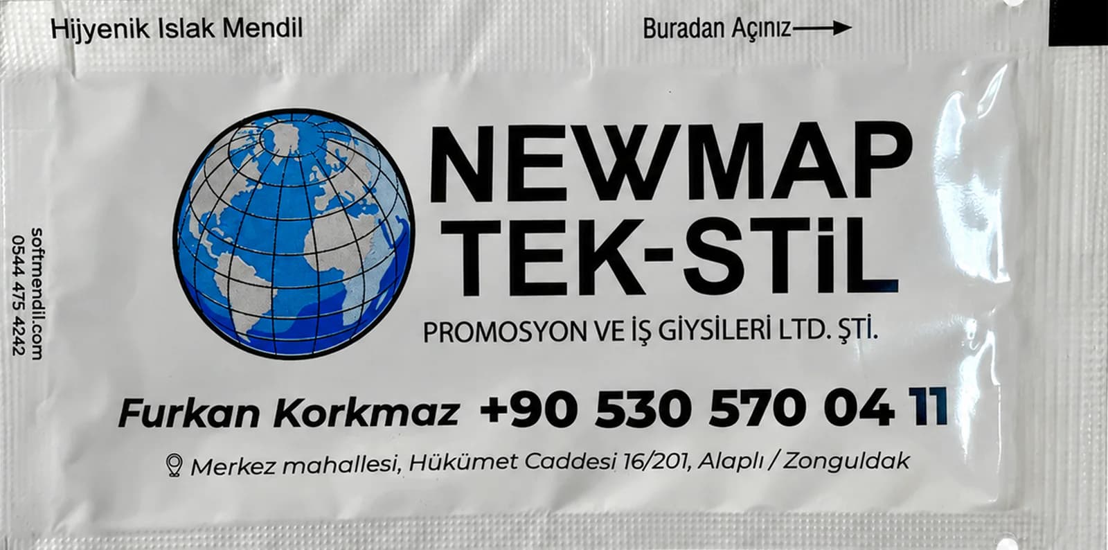 Newmap Tek-Stil logo baskılı ıslak mendil referansı